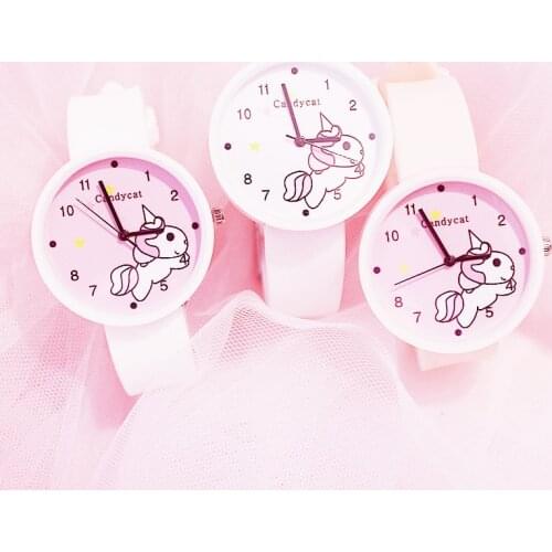 Small fresh watch genuine waterproof girl cute female student candy color jelly cherry blossom powder kids watches
