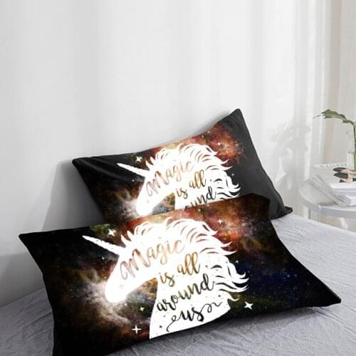 Custom Pillow Case Pillowcase 50x70 50x75 50x80 70x70 Decorative Pillow Cover Black unicorn Cartoon Bedding for Kids Baby Child