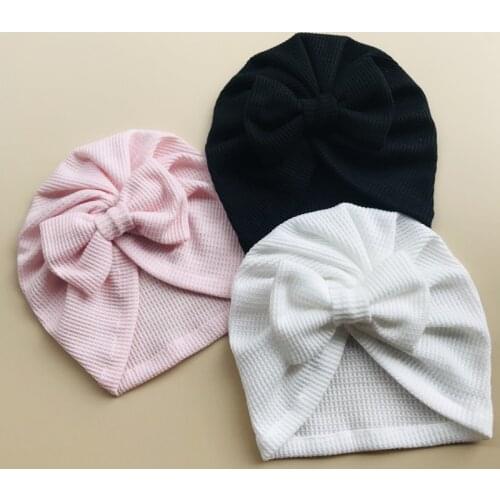 Baby Hair Accessories Waffle Knit Knot Bow Babes Caps Hat Turban Head scarf for Kids Girl Elastic Tur for nfant Baby Beanie Cap
