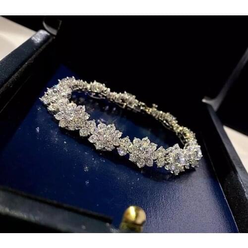 Famous Brand Pure 925 Sterling Silver Jewelry For Women Full Zircon Bowknot Bracelet Sweet Romantic Europe Luxury Party Bangle