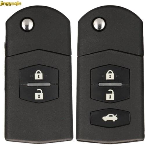 Jingyuqin 10pcs Remote Car Key Fob Shell For Mazda Demio 2 M2 3 M3 5 M5 6 M6 CX7 CX9 MX5 RX8 MPV 2/3 Buttons with Battery Holder