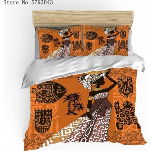 2/3 Piece African Woman Bedding Set Style Exotic Duvet Cover 3D Print Single Queen Double Bed Quilt Cover Home Textile Bedspread