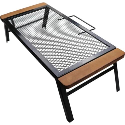 Multifunctional Anti-scald Iron Outdoor Barbecue Table Convenient Folding Mesh Table With Handle Portable Camping BBQ Table