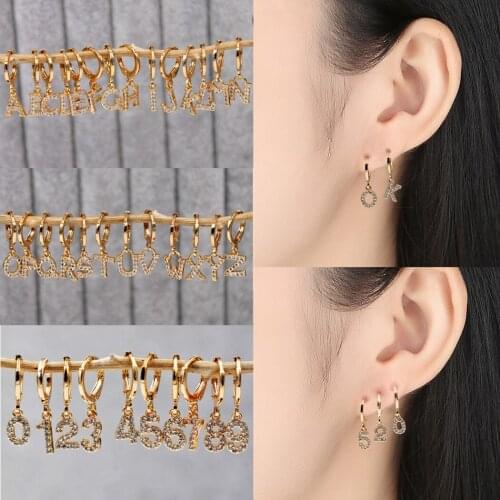 Fashion Drop Earrings for Womens Earrings 26 Gold Letter Earring Jewelry Wedding Accessories Valentines Gift with Zircon Trendy