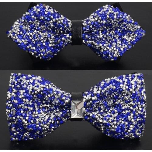 GUSLESON Fashion Men’s Diamond Crystal Gem Solid Bowtie Luxury Wedding Party Formal Business Occasions Bow Tie Gift Accessories