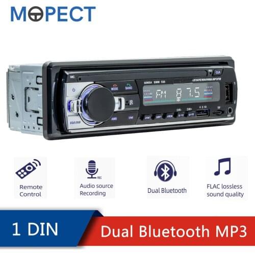 Mopect 1DIN Car Radio With Screen Auto Audio MP3 Player USB Dual Bluetooth FM Charger TF Card Machine Reader AUX SWC Remote