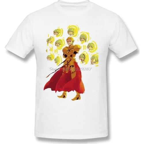 Men FGO Fate Grand Order The Holy Grail War Games Black T-Shirt Gilgamesh Using The Best Weapon Pure Cotton Tees Harajuku Daily