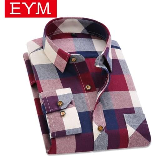 Brand Mens Shirts 2019 Spring Autumn New Male Casual Shirts Cotton Flannel Plaid Long Sleeve Shirt High Quality Clothes Camisa