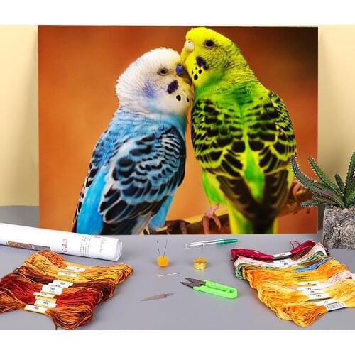 Parrot Bird Animal Printed 11CT Cross-Stitch DIY Embroidery Set DMC Threads Painting Hobby Knitting Handiwork Counted Design