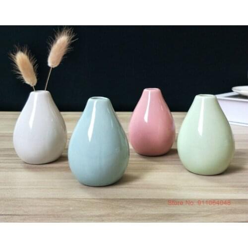 4 Pcs Set Water Drop Ceramic Vase Nordic Decor Mini Porcelain Flower Vases Creative Restaurant Decoration Desktop Jardiniere