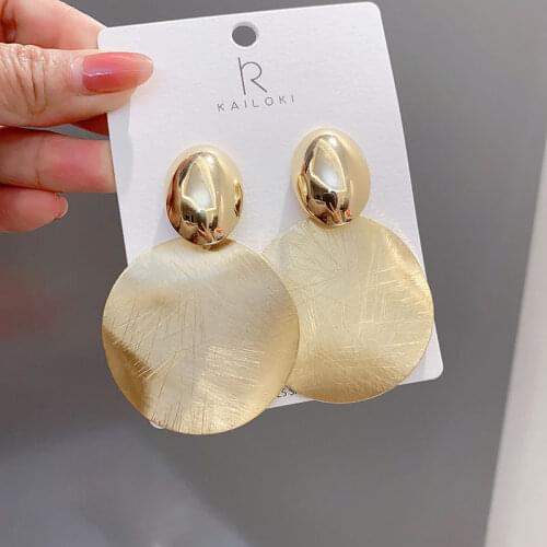 2020 Newest Korean Earrings Ladies Jewelry Gold Color Vintage Fashion Shiny Round Earrings For Women