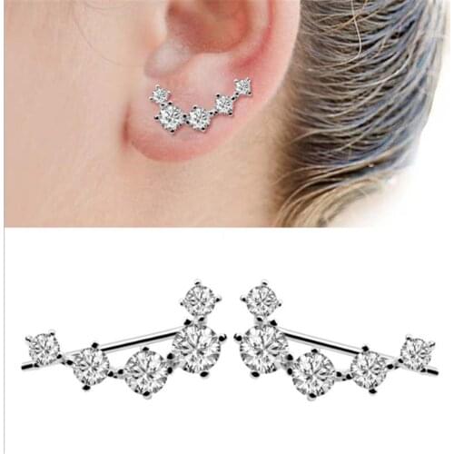 New Fashion Style High Quality Ear Stud Crystal Left and Right Ear Stud Earrings Piercings Punk Women Ear bone Jewelry Gifts