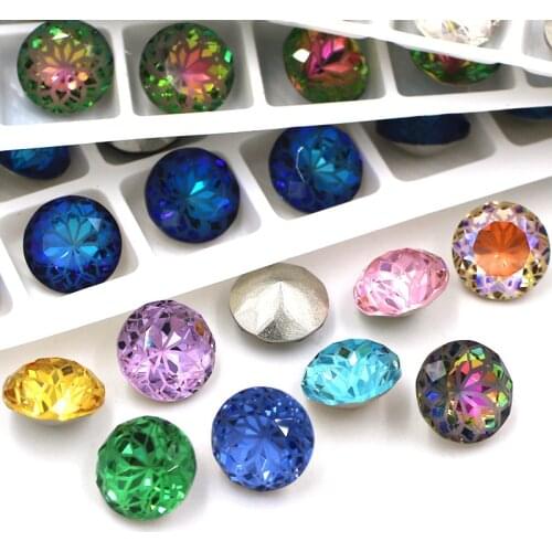 NEW Lotus series Pointback Round Shape Flat Top Glass Strass Crystal Rhinestones Glue On Nail/Clothing/Crafts/Wedding Dress