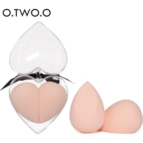 O.TWO.O 2pcs/set Soft Sponge Makeup Smooth Blending Face Liquid Foundation Concealer Cream Cosmetic Puff Heart -shape Box 4Color