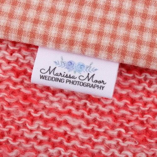 Custom Clothing Labels, Sew In Folded Flower, Bespoke Printed Tags, For Handmade Items, Logo, Laundry (MD1109)