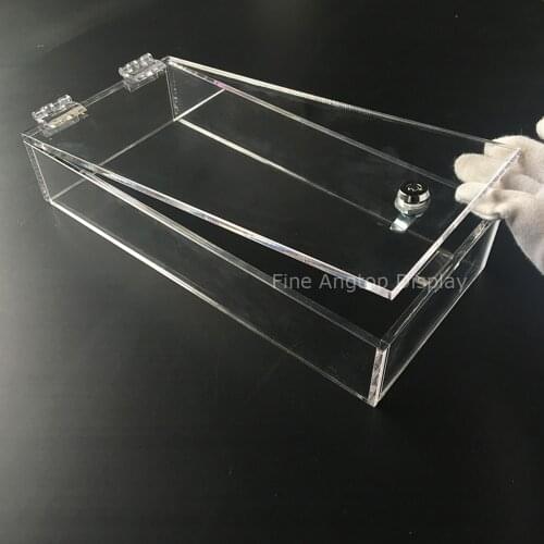Rectangle locking acrylic hinged box jewelry gift storage box