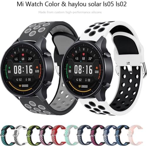20mm 22mm Bands For Xiaomi Mi Watch Color Sport Strap Silicone Watchbands for xiaomi haylou solar Ls05 Ls02 Bracelets Wristbelts