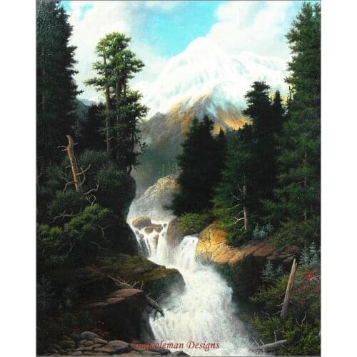 Needlework for embroidery DIY DMC High Quality - Counted Cross Stitch Kits 14 ct Oil painting - Mountain with Waterfall