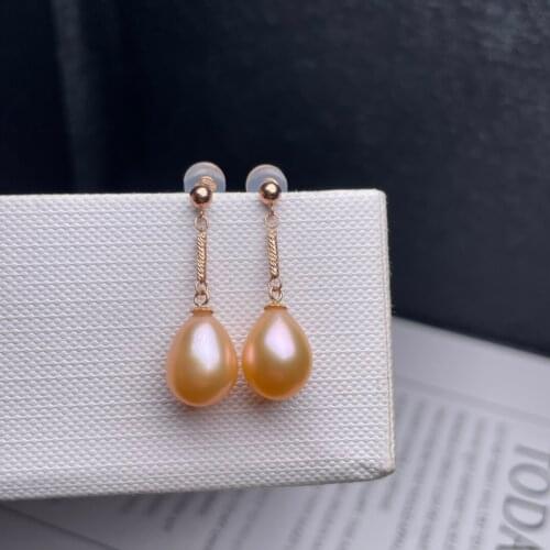 Shilovem 18k yellow Natural freshwater pearls Drop Earrings fine Jewelry women trendy wedding Christmas gift new myme8-95541zz