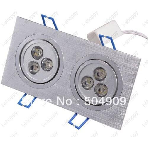 6W(2*3W) 6-LED Two Head Recessed Ceiling Down Cabinet Light Fixture Downlight/Spotlight Bulb Lamp Rectangle Kitchen Store