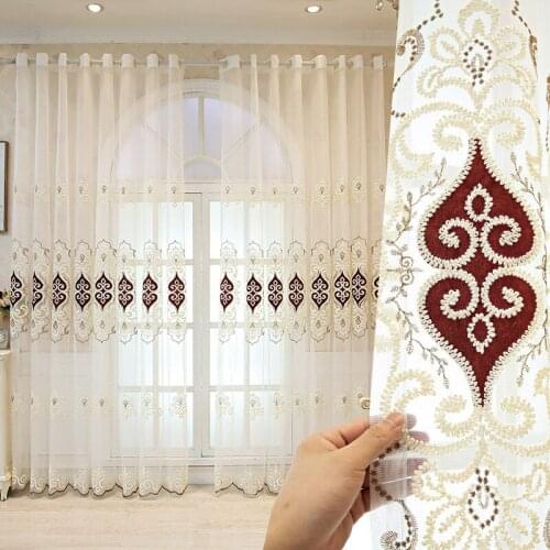 High-grade Heart Embroidery Flower Screens European Style Sheer Voile for Bedroom Living Room Windows Tulle Curtains AG729#4