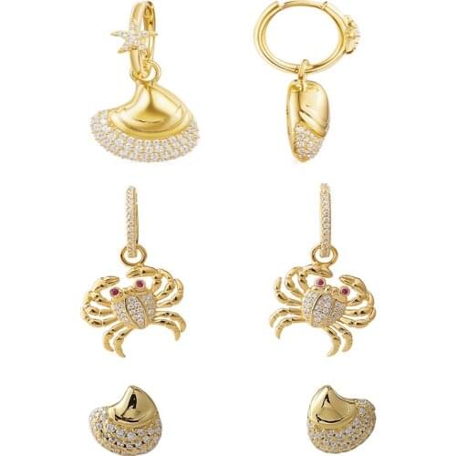 High Quality 925 Sterling Gold and Silver Color Micro Pave Cubic Zirconia Shell Earrings Stud Women Fashion Luxury Jewelry