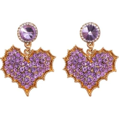 JZTOP Brand Women Purple Stud Earrings Ladies Romantic Crystal love earrings For Girl Maple Leaf Earring Jewelry Gift