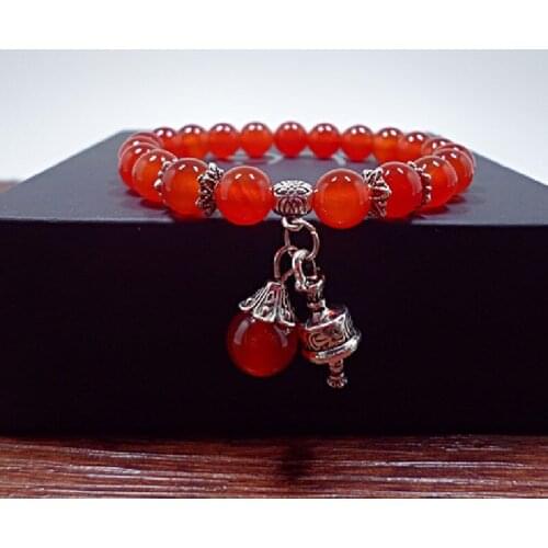 Natural Red Agate Bracelet Female King Kong Bell Pendant Beads Bracelet Jewelry Handmade Beads