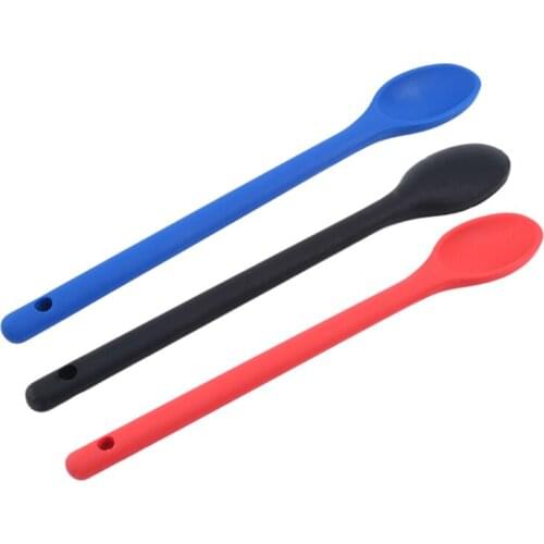 1pc Extended Handle Silicone High Temperature Resistant Cooking Spoon Salad Spoon Cake Putty Spatula Stirring Spoon Tableware