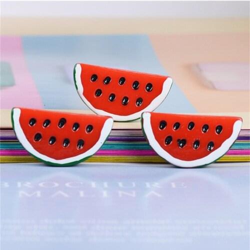 10pcs Resin Watermelon flatback For phone case 33*17mm Fruit Earrings Brooches pins Keychain DIY Crafts Christmas Embellishment