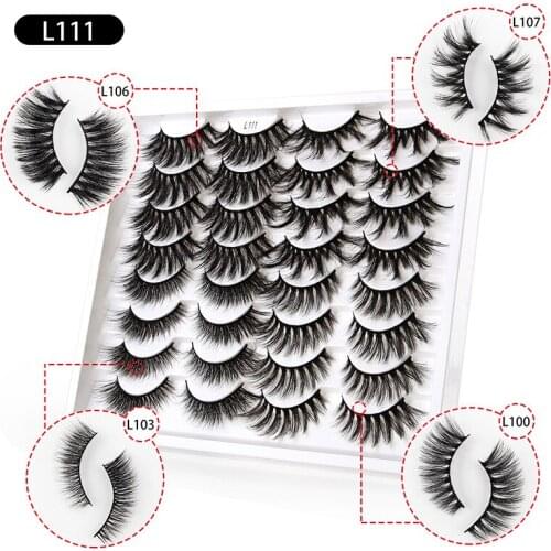 16Pairs 3D Faux Mink Lashes Fluffy Soft Wispy Volume Natural Long False Eyelashes Eye Lashes Reusable Eyelashs Makeup Maquiagem
