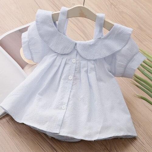 2021 Summer 2 3 4 6 8 10 Years New Design Children Stripe Off Shoulder Tops Strapless Short Sleeve Little Sexy Kids Girl Blouse
