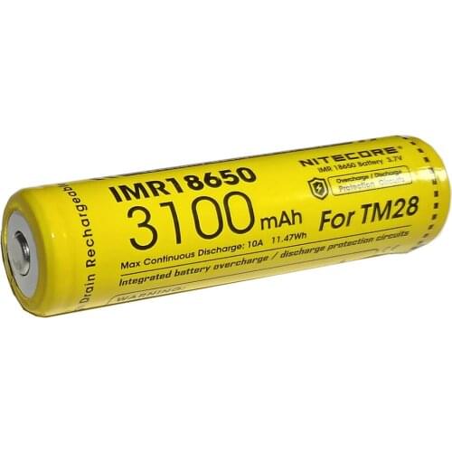 2020 NITECORE IMR18650 3100mAh 10A 3.6V Li-ion Protected Rechargeable Battery Button Top High Performace for TM28 C1 Flashlights