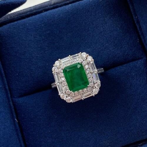 925 Sterling Silver Simulated Moissanite Square Emerald Ring 2020 Trend For Women Engagement Anniversary Fine Jewelry