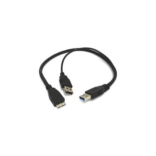Two USB3 0 A Male to Micro USB 3 Y Cable for Mobile HDD 50CM