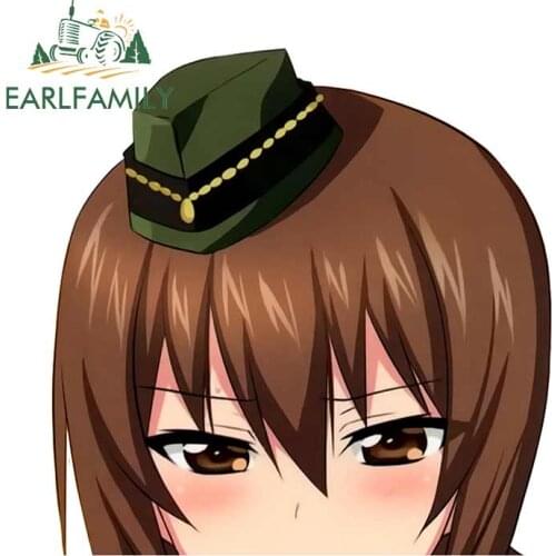 EARLFAMILY 13cm x 12.8cm for Girls Und Panzer Shirayuri Sakura Peeker Decal Funny Scratch-proof Waterproof Vinyl Car Sticker