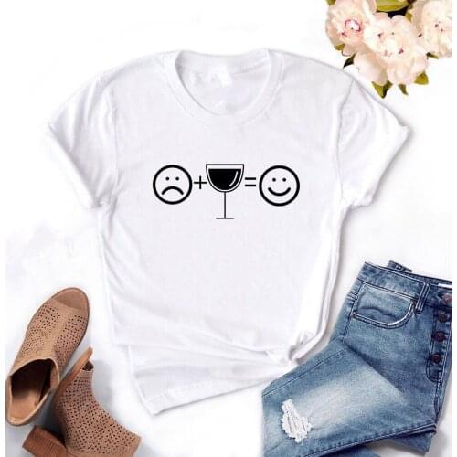 Sad + Wine = Happy Print Women tshirt Casual Funny t shirt Gift Lady Yong Girl Top Tee Female t-shirt