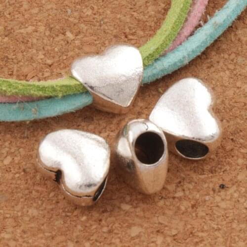 Smooth Heart Big Hole Beads 11.5x11mm 21PCS zinc alloy Spacers Fit European Charm Bracelet L1304