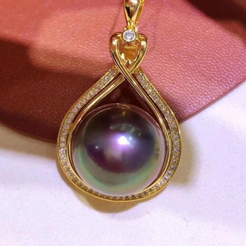 HENGSHENG 15-16mm Charming Purple Natural Freshwater Pearls Pendant Luxury Golden 925 Sterling Silver Pendant Women Fine Jewelry