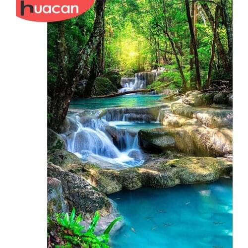 HUACAN 5d Diamond Painting Landscape Pictures Of Rhinestones Diamond Embroidery Cross Stitch River Full Mosaic Home Decor