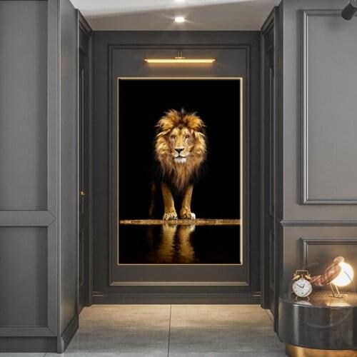 Canvas paintings of lions in the dark, African lions wall art prints and posters Frameless paintings Home decoration paintings
