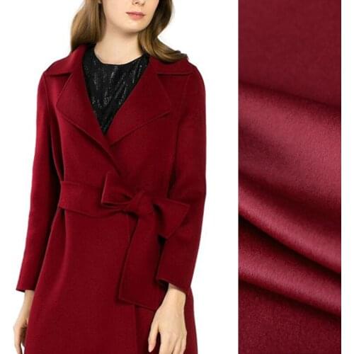 Quality 150CM Wide 830G/M Weight Double Faced Wine Red Thick Cashmere Wool Autumn and Winter Overcoat Outwear Fabric J022
