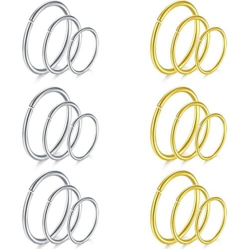 Nose Hoop Rings-18 Guage Earrings -Lip Ring Ear Helix Cartilage Piercing Jewelry 18pcs