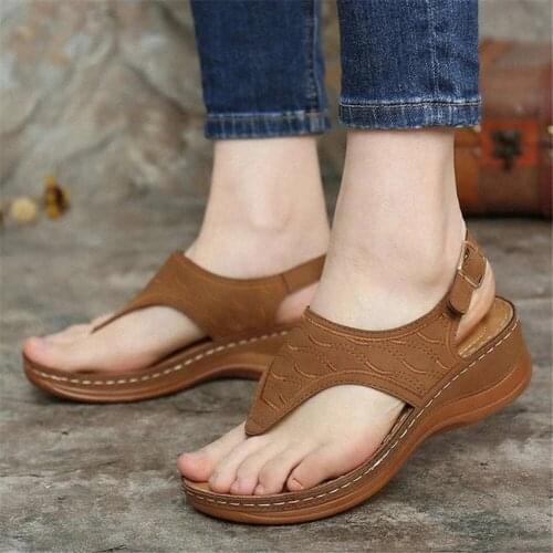 Summer Women Strap Sandals Womens Casual Flats Open Toe Solid Casual Shoes Rome Wedges Thong Sandals Sexy Ladies Shoes