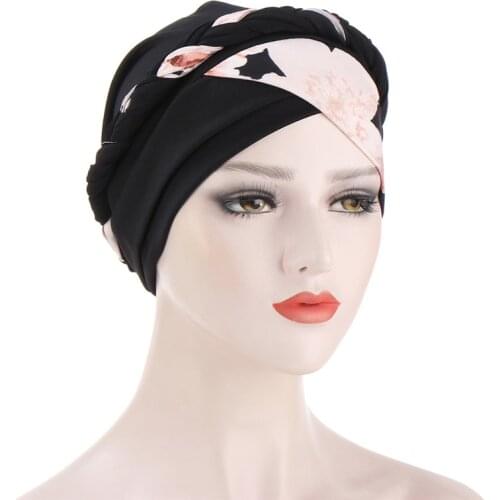 2021 Hot Sell Headwear Cap African Style Muslim Turban Hair Accessories Fashion Women Print Braided Bandanas Headwear