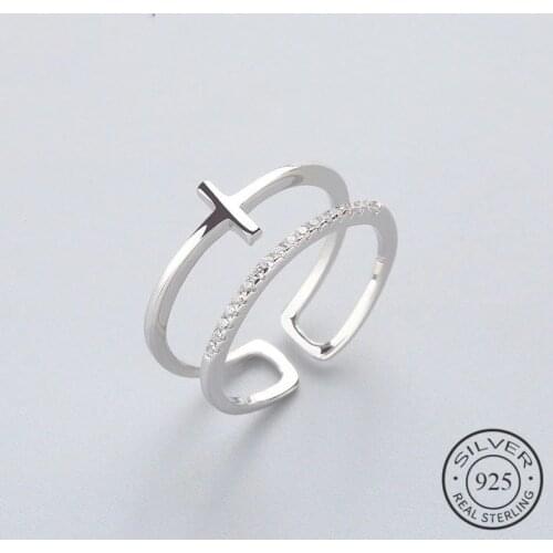 Fashion Cross 925 Sterling Silver Ring For Women Girls Birthday Party Simple Jewelry Accessories jz467