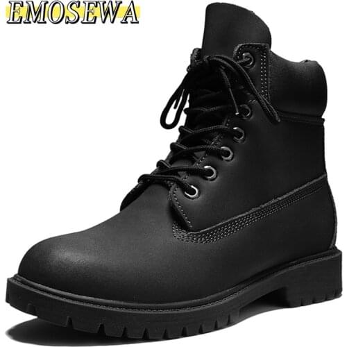 Men Boots Cow Leather Shoes Tooling Ankle Boots 2021 Autumn Winter New Snow Boots for Men Work Shoes Men Sneakers Rubber Shoes