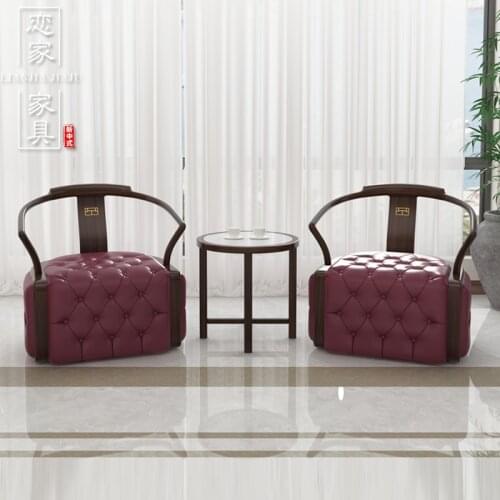 GY New Chinese Style Couch Solid Wood Single Sofa Chair Hotel Club Meeting Negotiation Reception Leisure Chair Three-Piece Set
