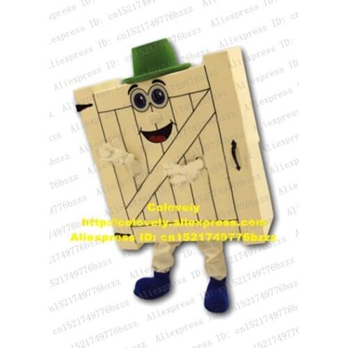 Original Brown Front Door Main Entrance Door Gate Mascot Costume Adult Green Round Hat Big Black Eyes No.9097 Free Shipping