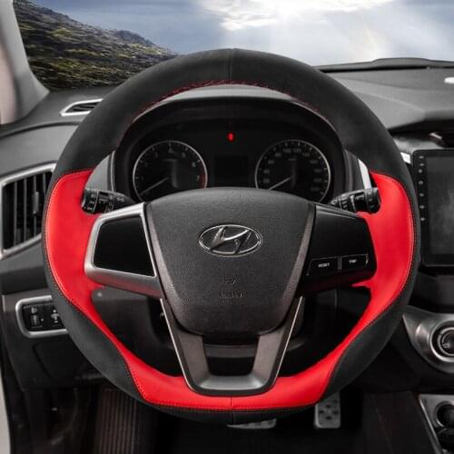 Suitable for Hyundai Elantra Mistra Ix35 Tucson Vrena Ix25 Lafesta hand-stitched suede steering wheel cover leather grip cover